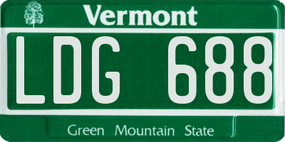 VT license plate LDG688