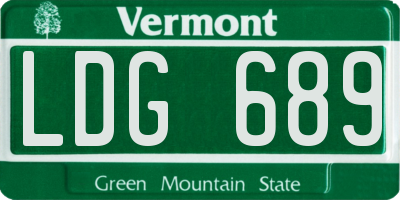 VT license plate LDG689
