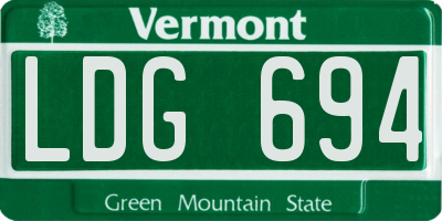 VT license plate LDG694