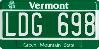 VT license plate LDG698