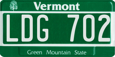 VT license plate LDG702
