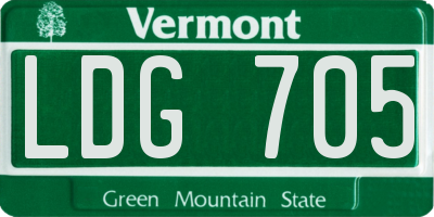 VT license plate LDG705