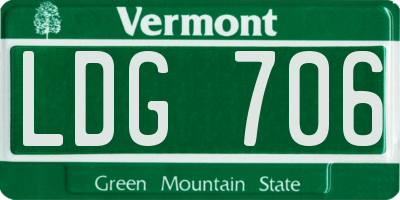 VT license plate LDG706