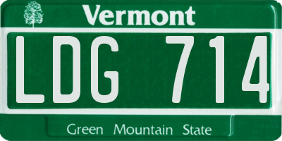 VT license plate LDG714