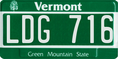 VT license plate LDG716