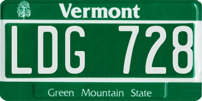 VT license plate LDG728