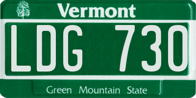 VT license plate LDG730