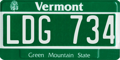 VT license plate LDG734