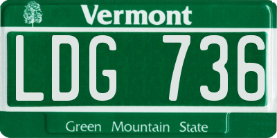 VT license plate LDG736