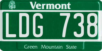VT license plate LDG738