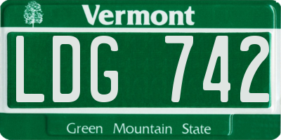 VT license plate LDG742