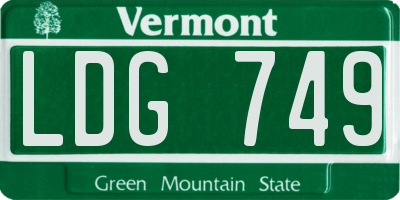 VT license plate LDG749