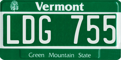 VT license plate LDG755