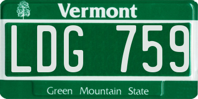 VT license plate LDG759