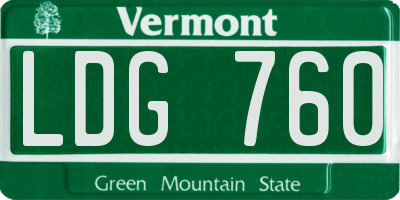 VT license plate LDG760
