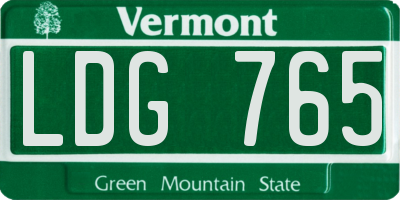 VT license plate LDG765