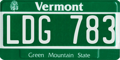 VT license plate LDG783