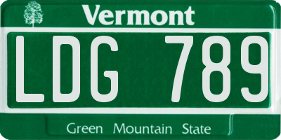 VT license plate LDG789