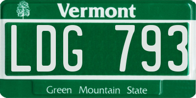 VT license plate LDG793