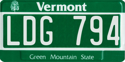 VT license plate LDG794