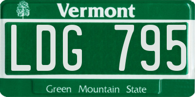 VT license plate LDG795