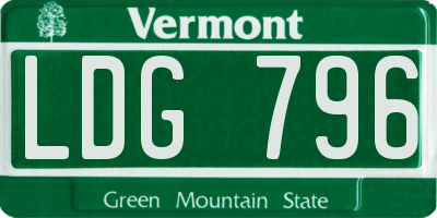 VT license plate LDG796