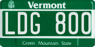 VT license plate LDG800
