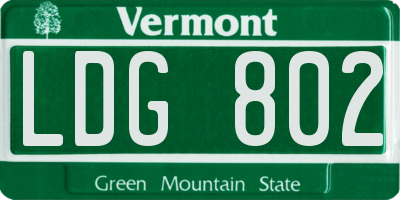 VT license plate LDG802