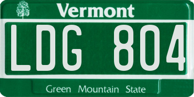 VT license plate LDG804