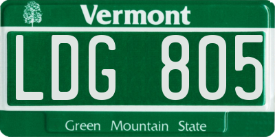 VT license plate LDG805