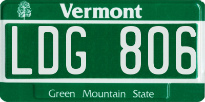 VT license plate LDG806