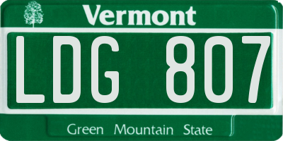 VT license plate LDG807