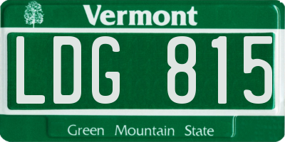VT license plate LDG815