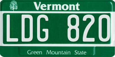 VT license plate LDG820