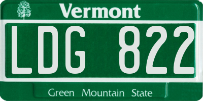 VT license plate LDG822