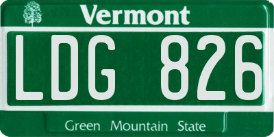 VT license plate LDG826