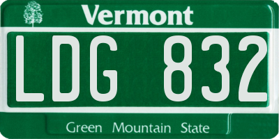 VT license plate LDG832