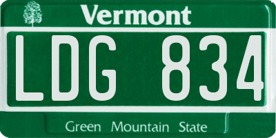 VT license plate LDG834