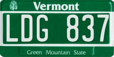 VT license plate LDG837