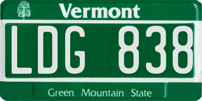 VT license plate LDG838