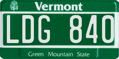 VT license plate LDG840