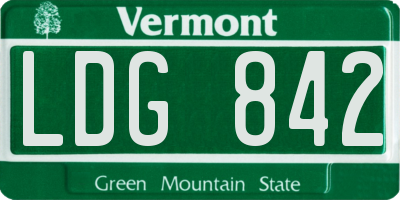 VT license plate LDG842