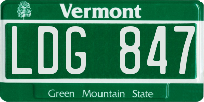 VT license plate LDG847