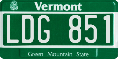 VT license plate LDG851