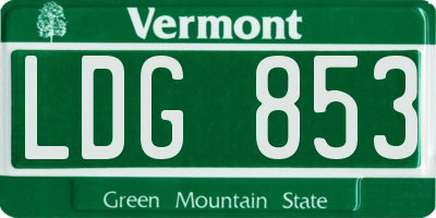 VT license plate LDG853