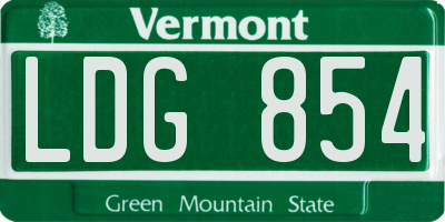 VT license plate LDG854