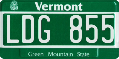 VT license plate LDG855