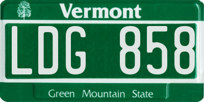 VT license plate LDG858