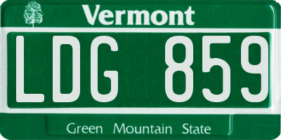 VT license plate LDG859