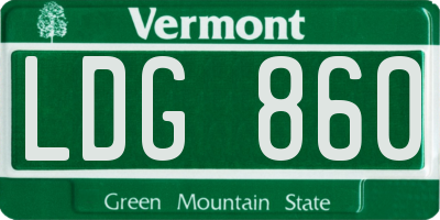 VT license plate LDG860